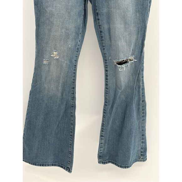American Eagle Jeans Real‎ Flare Distressed Women Size 6 Blue Mid Rise - Picture 4 of 10